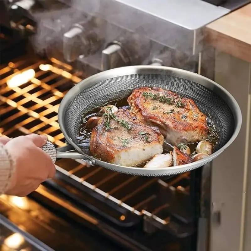 Premium Hybrid Non-Stick Honeycomb Frying Pan (HexClad Style)