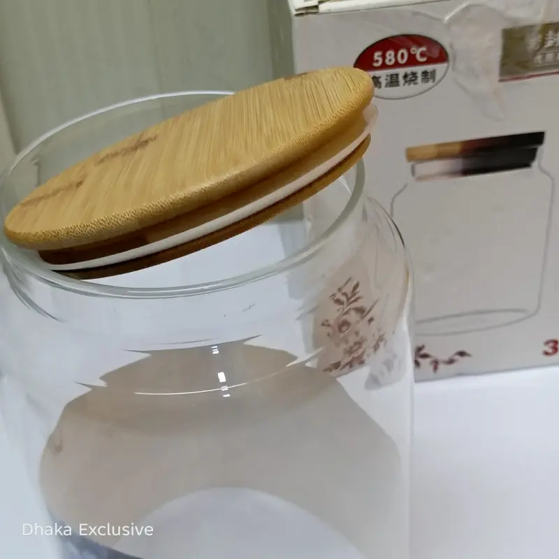 3 Liter Air-Tight Glass Food Container Spicy Jar With Wooden Lid