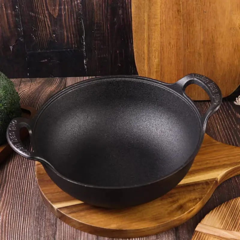 25 CM Cast Iron Double-Handle Pot / Cast Iron Casserole / Multi-Purpose Cast Iron Pan With Glass lid