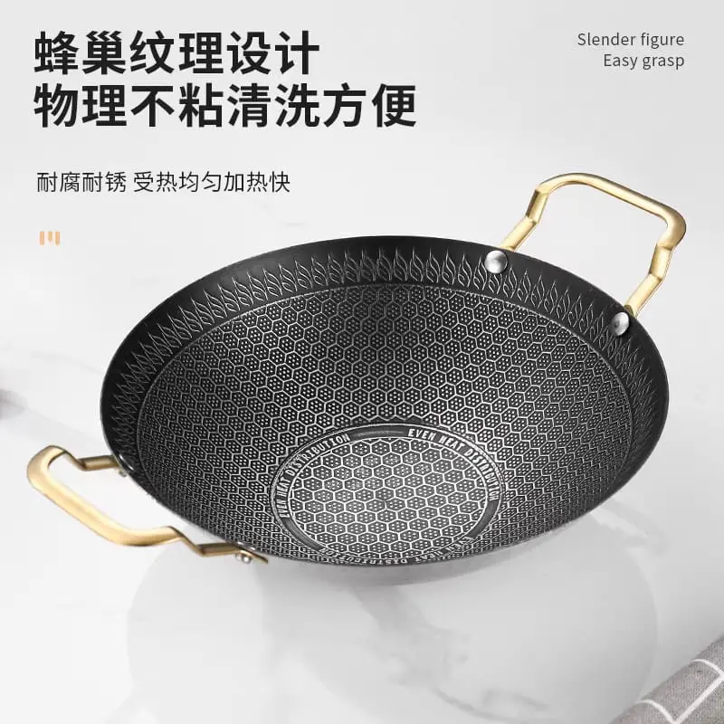 Luxury Golden-Handle Honeycomb Non-Stick