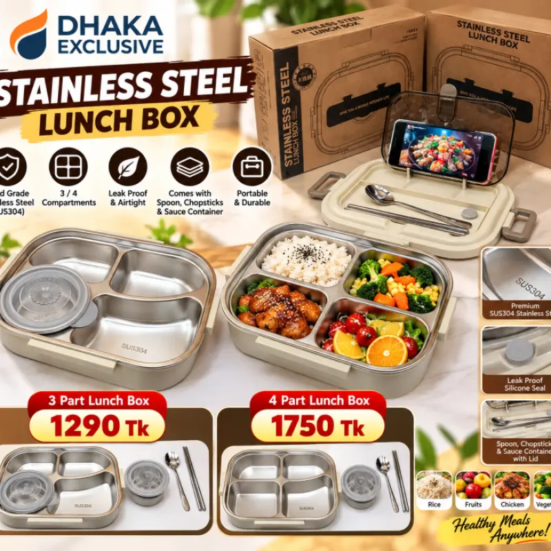 Lunch Box With Electric Heater 2-Basket Stainless Steel 304 No Rust Portable Water-free Electric Lunch Box