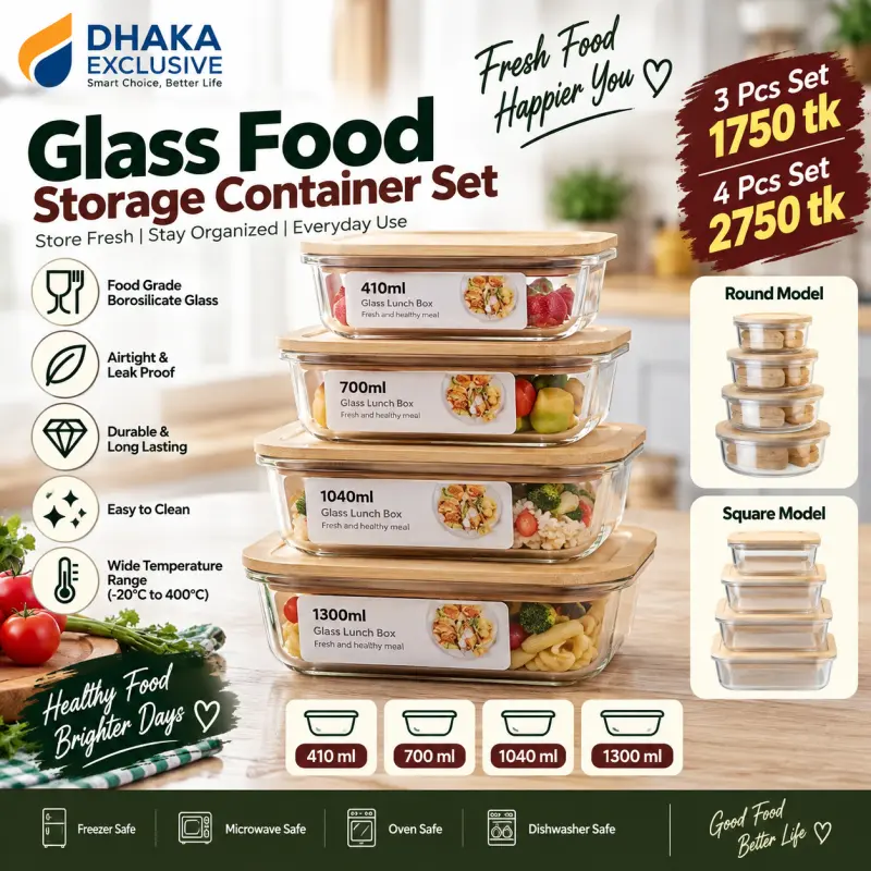 Glass Lunch Box with Bamboo Lid
