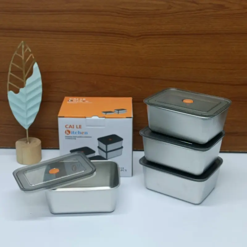 Premium Stainless Steel Airtight Vacuum Lunch Box Set (Pack of 4)