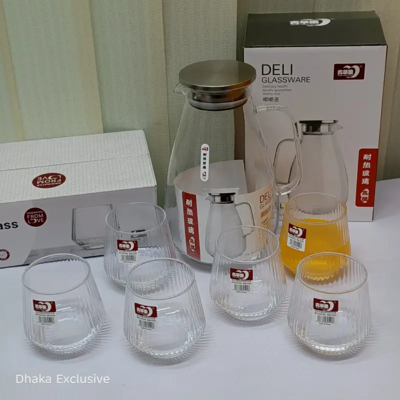 Deli Glassware 7pcs Large Capacity Pitcher and Yunze Tumbler Set