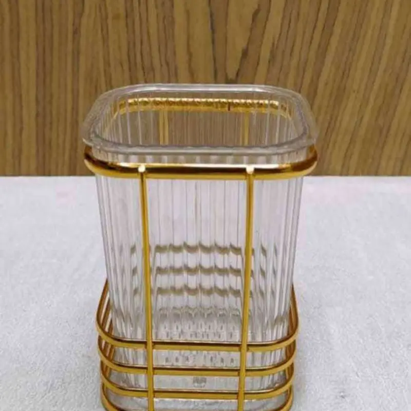 Elegant Glass & Gold Metal Spoon Holder