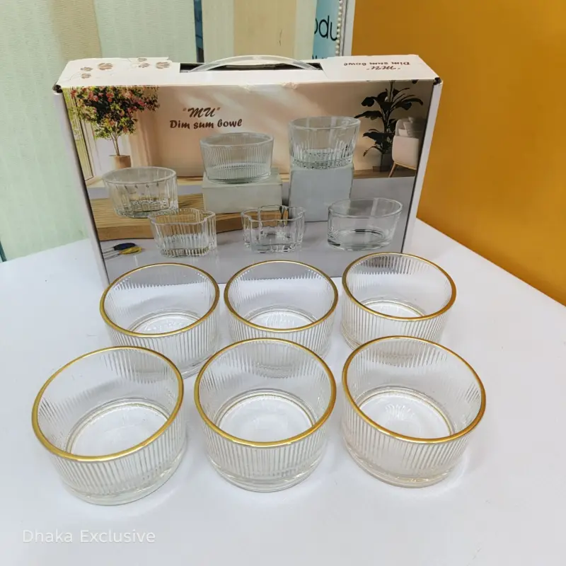 6pcs Dessert Bati Set With Golden Rim
