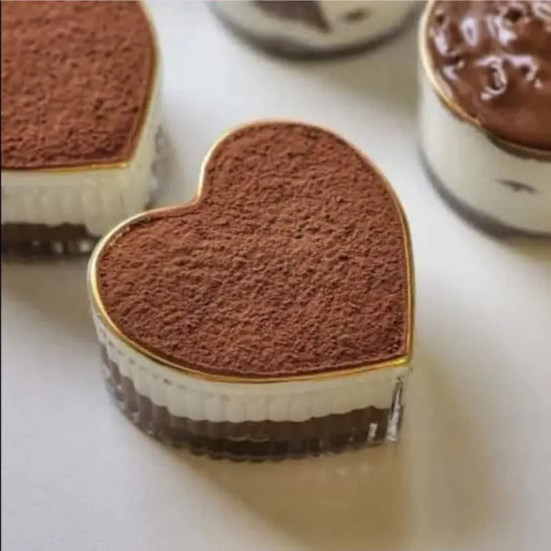 6pcs Premium Heart Shape White Dessert Bati Set ( Model - Stripe G )