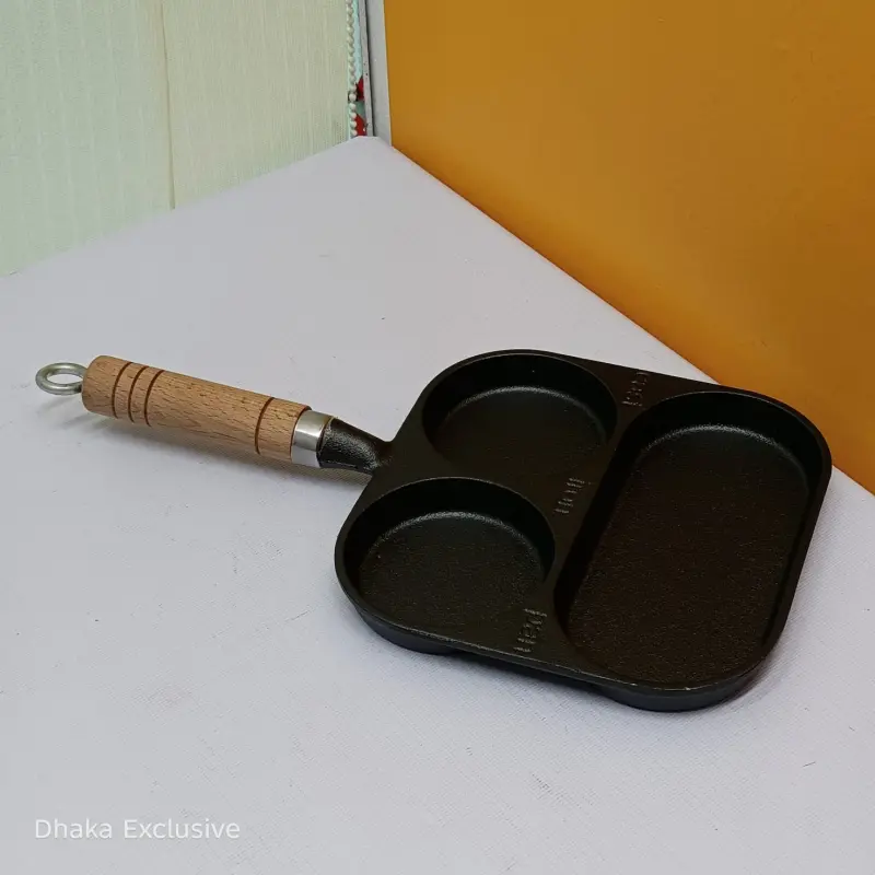 Heavy Quality Cast Iron Egg Pan ( 3 Hole ) 18 cm