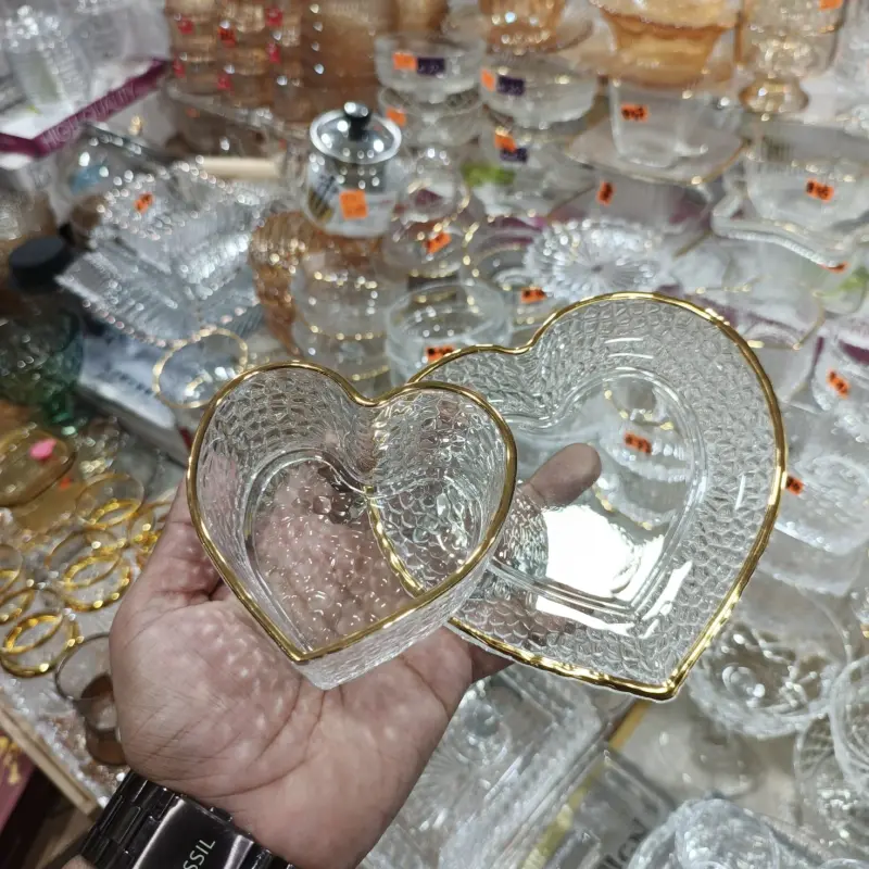 Heart Shape 6pcs Bati & 6pcs Saucer Set