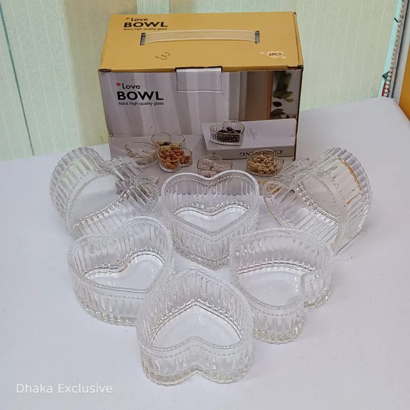 6pcs Heart Shape White Dessert Bati Set (Model - Ice)