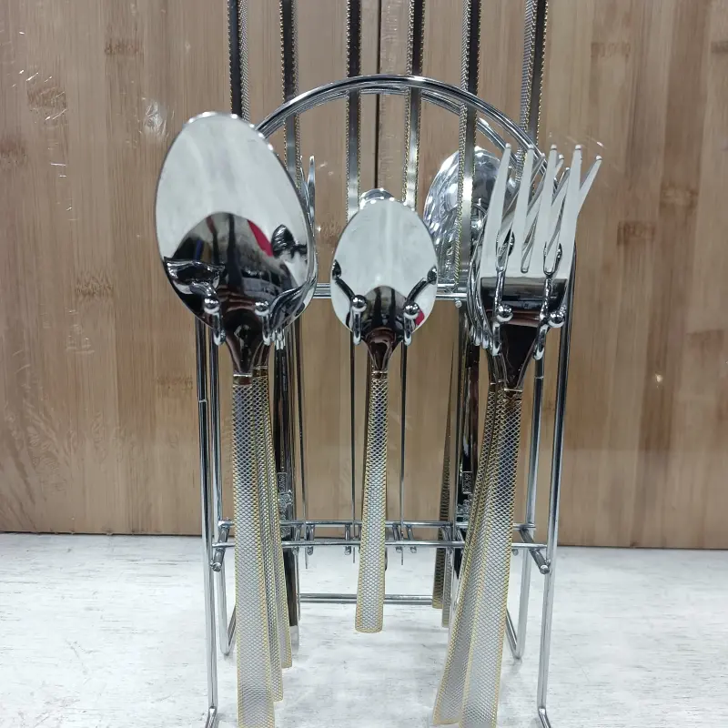 AYD 24pcs Silver Cutlery Set With Stand