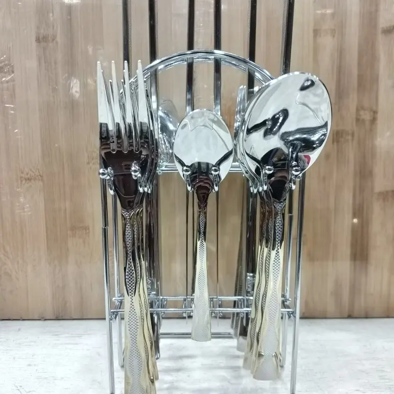 AYD 24pcs Silver Cutlery Set With Stand