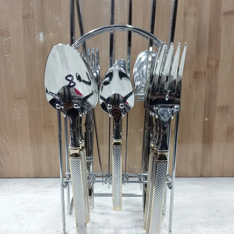 AYD 24pcs Silver Cutlery Set With Stand