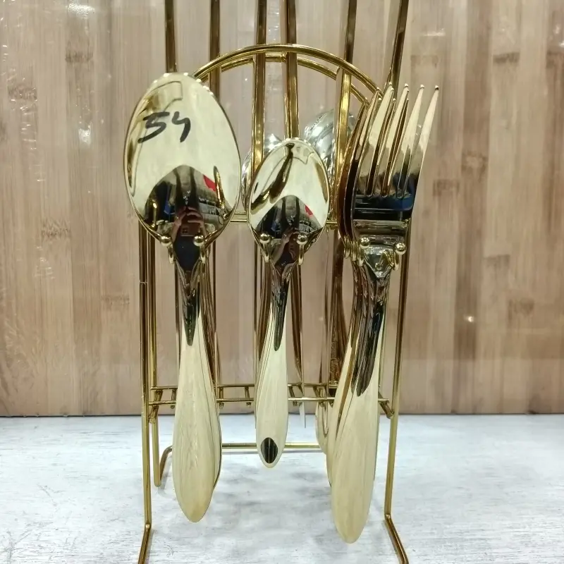 AYD 24pcs Golden Cutlery Set With Stand