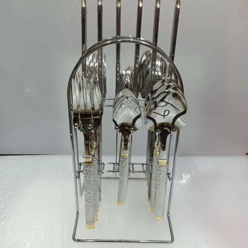 AYD 24pcs Silver Cutlery Set With Stand