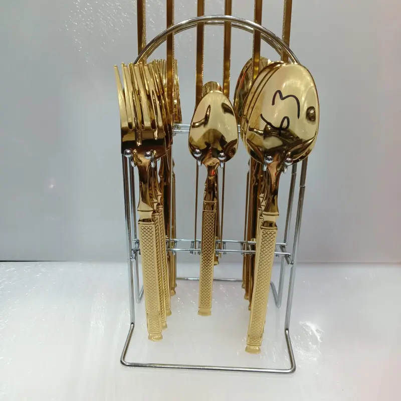 AYD 24pcs Golden Cutlery Set With Stand