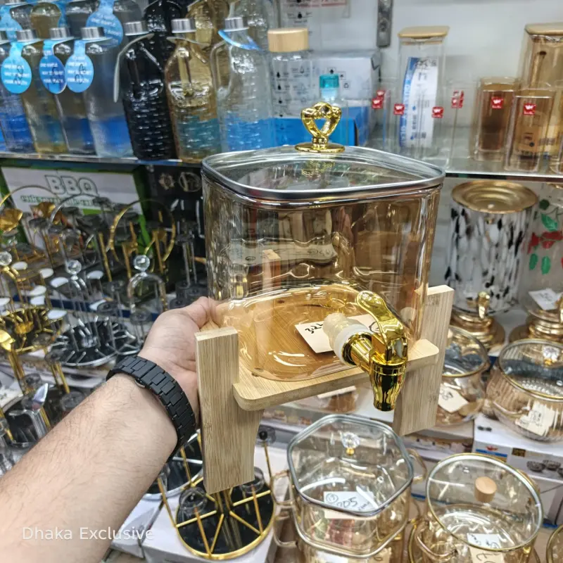 Golden Floral Printed Juice Jar