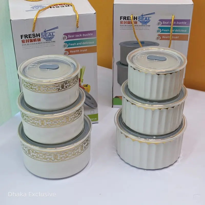 3pcs Premium Seal Lock Storage & Serving Bati Set