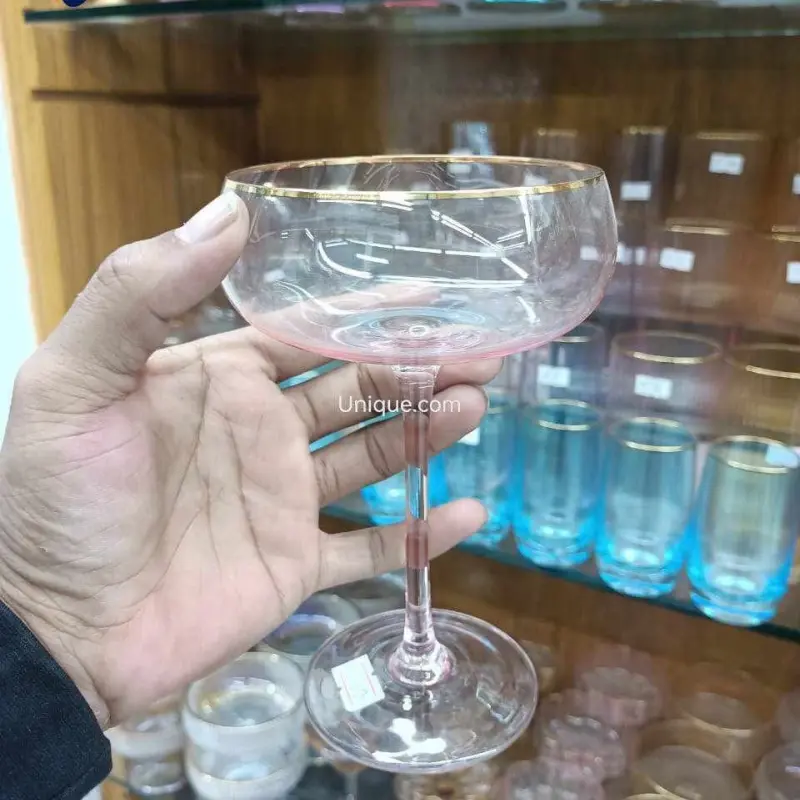 Premium Golden Rim Crystal Champagne & Dessert Glass