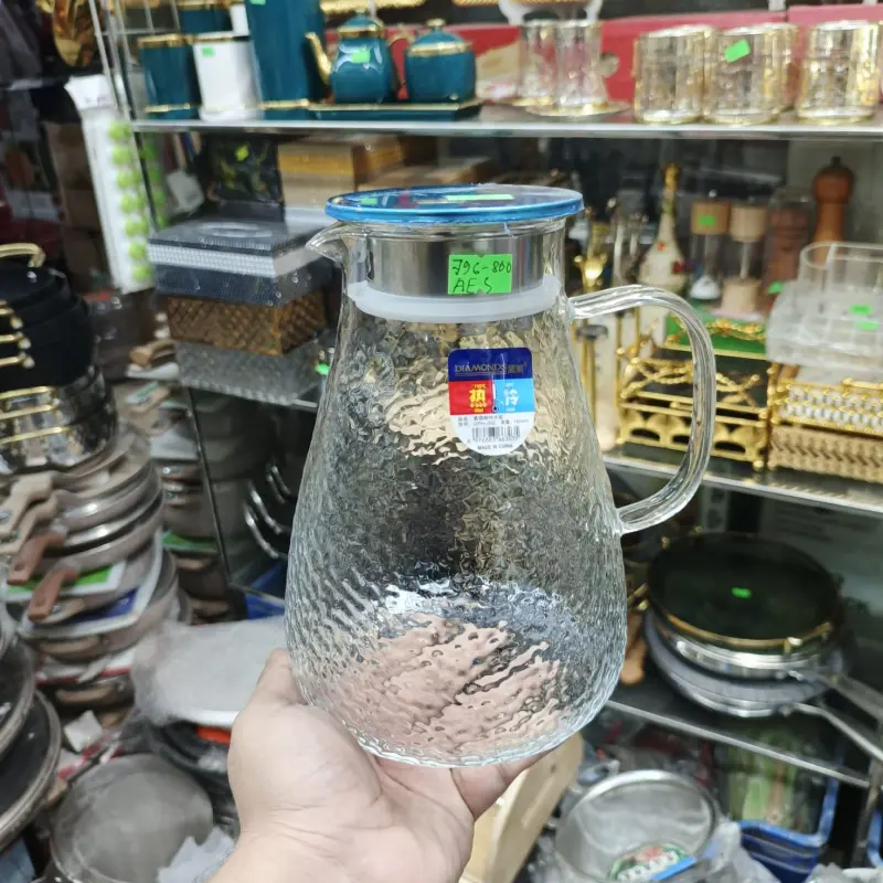 Borosilicate Ambose Jug With Silver Steel Lid ( 1800 ML )