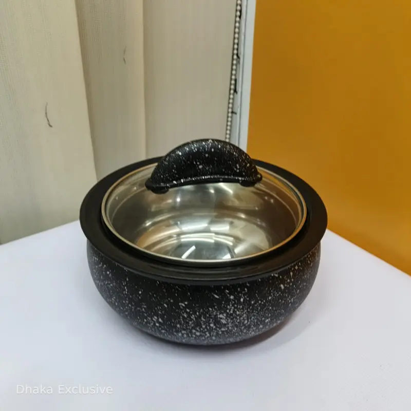 Premium Marble Finish Insulated Hotpot – (Black)