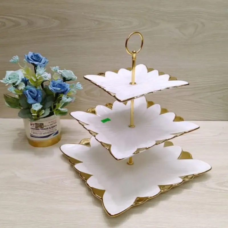 3-Tier Floral Ceramic Cupcake & Serving Stand