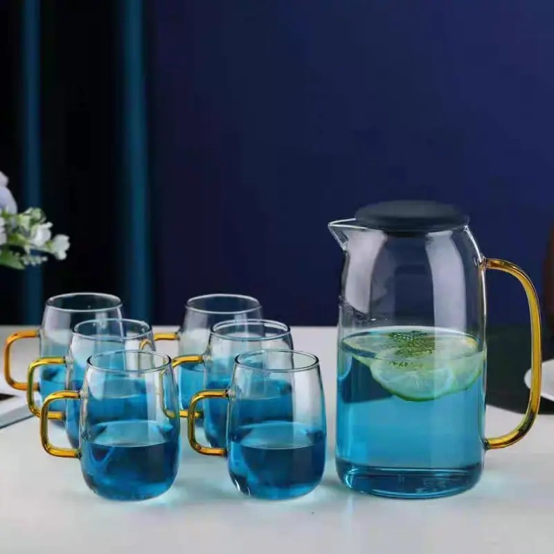 7 Pcs Borosilicate Glass Water Juice Jug & Mug Set- Jug Set