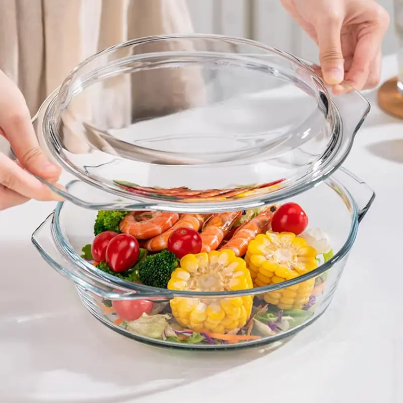 Heat-Resistant Glass Casserole with Lid (1pcs)