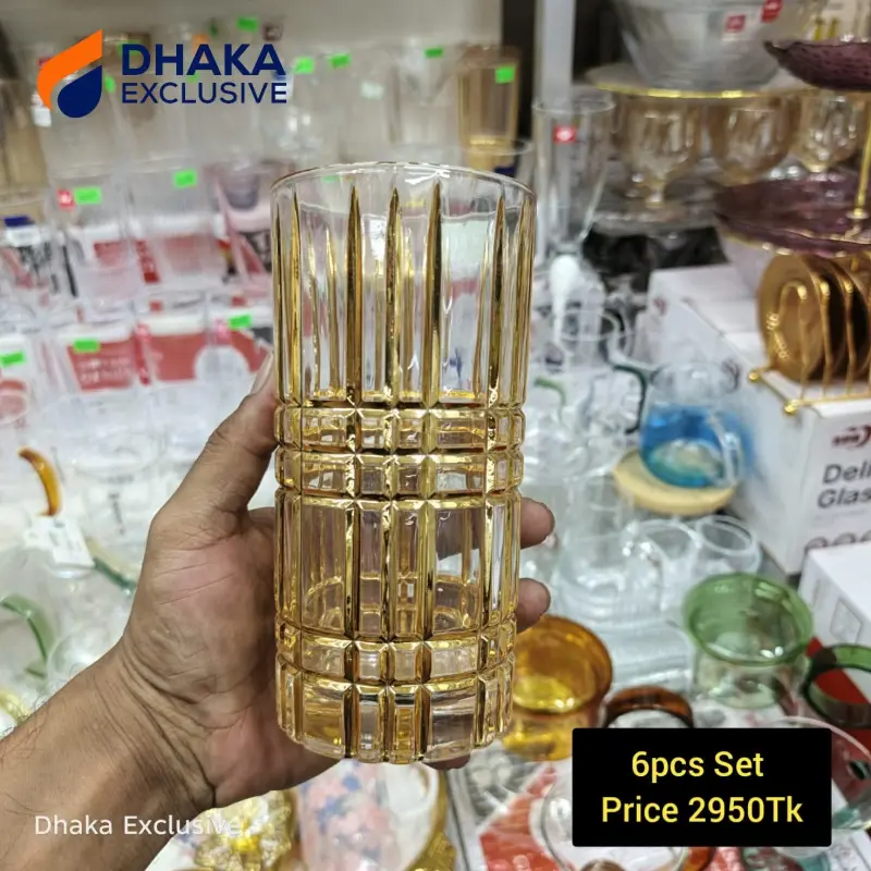 Golden Line Crystal Water Glass Set